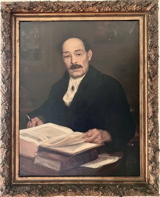 Retrato pintado de D. Caetano Segismundo de Bragança, 4.º Duque de Lafões, a ler, numa moldura dourada